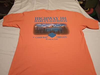 #ad Vtg Harley Davidson T shirt 2000 Size L Highway 101 Coos Bay Oregon $24.58