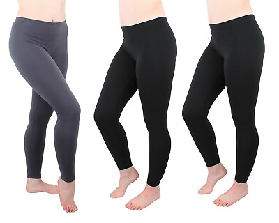 #ad 3 Pack Womens Leggings High Waist Buttery Soft MicroLuxe Full Ankle Length Pants $23.99