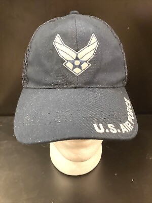 #ad US Air Force Hat Blue Mechanical Eagle Logo USAF Fitted Fabric Mesh Adjustable $8.44
