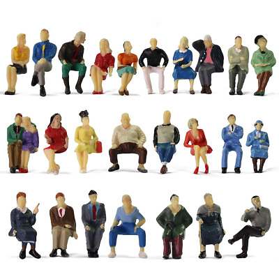 #ad P4806 25pcs Model Railway O Scale 1:50 Sitting Figure People 25 Different Poses $12.99