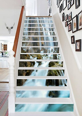 #ad 3D Landscape Waterfall AZ1240 Stair Risers Decoration Mural Vinyl Wallpaper Kay $18.99