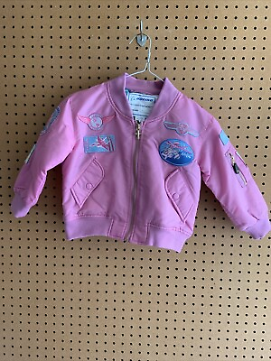 #ad BOEING Authentic Flight Full Zip Bomber Jacket Pink Girls Kids Small $25.00