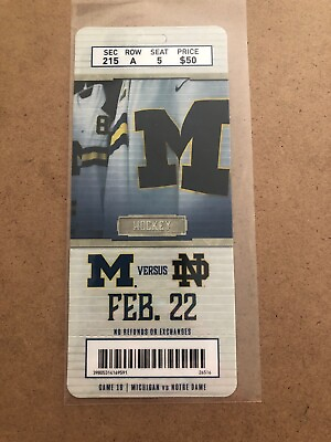 #ad 2019 2020 Michigan Wolverines vs Notre Dame Hockey Plastic Ticket Stub $9.99