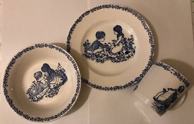 #ad Alfred Meakin Blue 3 Piece Childs Set Plate Bowl Cup $49.00
