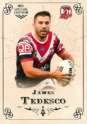 #ad ✺New✺ 2018 SYDNEY ROOSTERS NRL Premiers Card JAMES TEDESCO Glory AU $6.99
