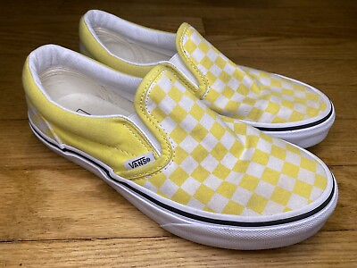 #ad VANS CLASSIC SLIP ON KIDS YELLOW CHECKERBOARD OLD SKOOL SHOES Is Junior Size 4.5 $24.99