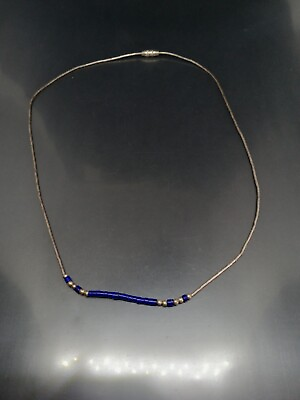 #ad Vintage Liquid Sterling Silver 925 Ball Blue Lucite Southwest Chain 16quot; Necklace $32.00