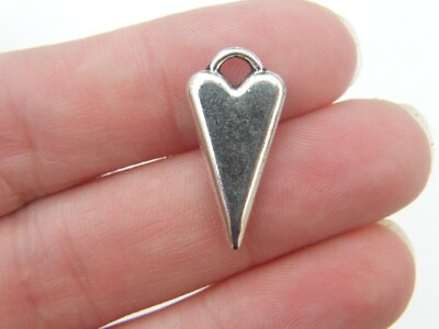 #ad 8 Heart charms antique silver tone H25 $4.25