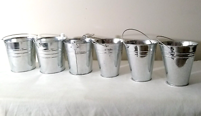 #ad 6 Pack of Metal Buckets Galvanized Tin Pails with Handles for Plants and Crafts $17.95