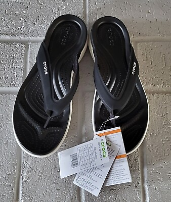 #ad Crocs Capri V Sporty Flip Flops Black Women Size 8 NWT 206780 001 $19.50