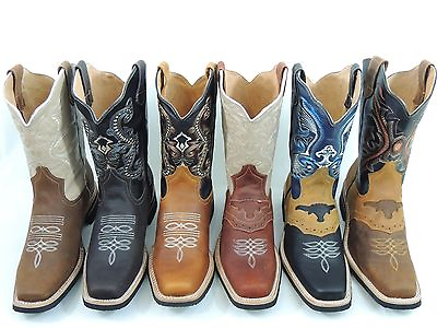 #ad MEN#x27;S RODEO COWBOY BOOTS GENUINE LEATHER WESTERN SQUARE TOE BOTAS SADDLE WORK $79.99