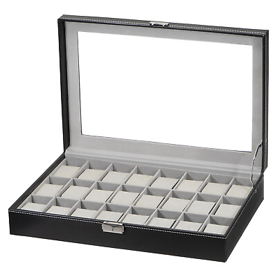 #ad 24 Slots Multipurpose Watch Storage Box with Clear Top Watch Display Case AU $96.74