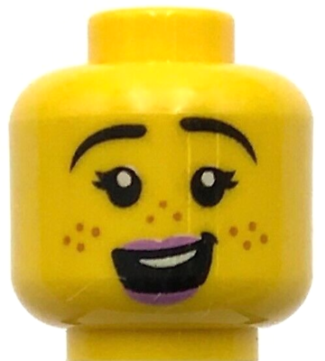 #ad Lego New Yellow Minifigure Head Dual Sided Female Eyebrows Smile Purple Glasses $1.99