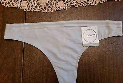 #ad S 5 JOCKEY Cotton Allure Luxuriously Soft Cotton Grey Thong Panty NWT $11.99