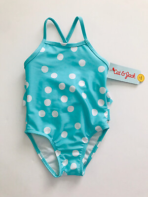 #ad Cat amp; Jack Swimwear Girls One Piece Polka Dots Aqua UPF 50 Size 2T NWT $11.99