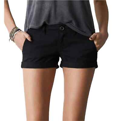 #ad American Eagle Midi Shorts Womens Size 4 Black Mid Rise Stretch Summer $12.99