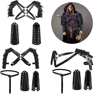 #ad Knight Shawl Role Play Armor Set Carnival Chest Harness Masquerade Waist Belt $22.99