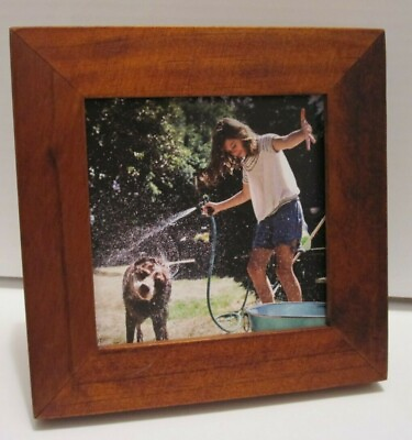 #ad 3X3 Walnut Wood Picture Photo Frame With Burlap Mat 2x2 $10.99
