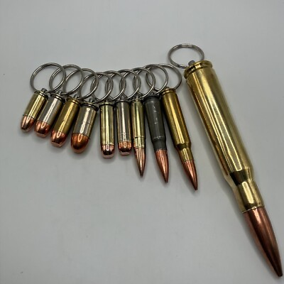 #ad Bullet Keychain MANY CALIBER OPTIONS Made from real bullets $8.50