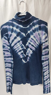 #ad Free People We the Free Navy Psychedelic Tie Dye Turtleneck Long Sleeve Small $25.00