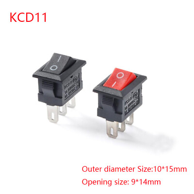 #ad 10mmx15mm KCD11 3A 250V 2Pin ON OFF Mini Boat Rocker Switch Car Useful Black Red $25.05