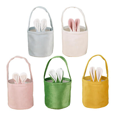 #ad 5X Easter Bag Bunny Ear Basket Easter Gift Bag Canvas Tote Bag Child Party Decor $11.49