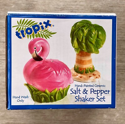 #ad Tropix Hand Painted Ceramic Salt amp; Pepper Shaker Set 2005 Open Box $14.99
