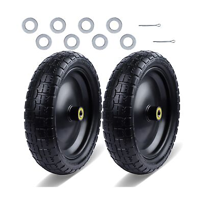 #ad 2 Pack 13amp;#8221; Flat Free Wheelbarrow Tires for Gorilla Carts 5 8quot; Bearings $64.62