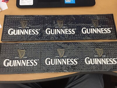 #ad Lot of 2 20quot; X 5quot; GUINNESS Bar Rail Drip Mats Rubber Thick Official Brand New $29.95