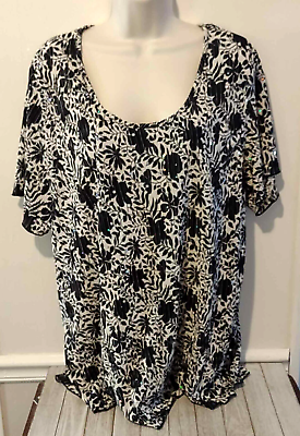 #ad Brittany Black Womens Sequin Short Sleeve Blouse Size 3X $12.39