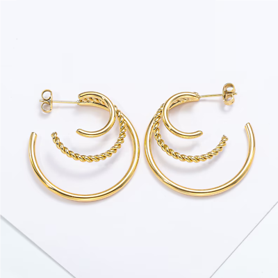 #ad Triple Hoop Earrings Engagement Wedding Huggie Hoop Earring 925 Sterling Silver $116.99