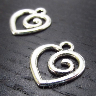 #ad Heart Charms 18mm Antiqued Silver Plated Pendants C0835 10 20 Or 50PCs $10.00