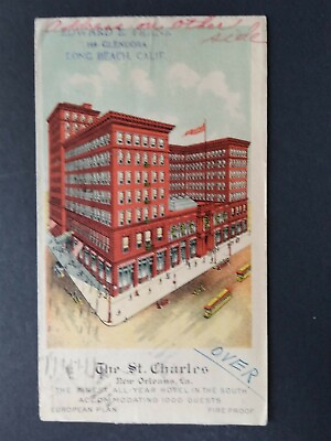 #ad Louisiana: New Orleans St Charles Hotel Multicolor AlloverBack Advertising Cover $35.00
