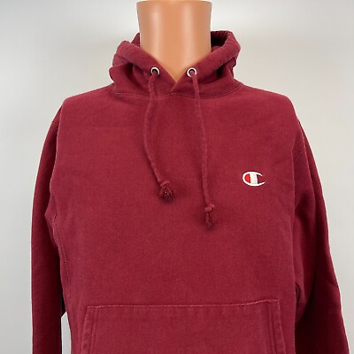 #ad Champion Basic Reverse Weave Hoodie Sweatshirt Embroidered C Logo Red Size S $38.49