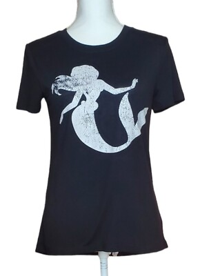 #ad Disney The Little Mermaid Ariel Black Graphic Tee Short Sleeve T Shirt Size S $10.00