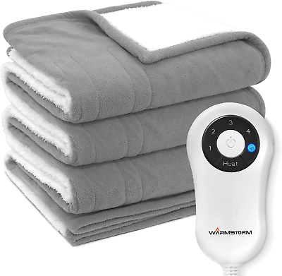 #ad Heated Blanket Electric Throw Sherpa amp; Polar Fleece Electric Blanket Fast Hea $40.88