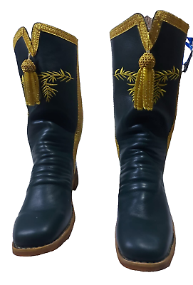 #ad WW2 Civil War Hessian Gold Lace Embroidery Boot Handcrafted Military Riding boot $125.00