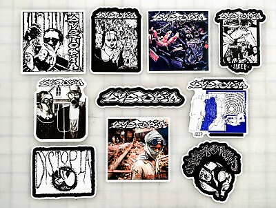 #ad Dystopia Vinyl Sticker Lot 10 Stickers crust punk grindcore grief sludge doom $12.99