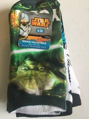 #ad Star Wars Kids Sock 4 pair Size 6 8 $10.75