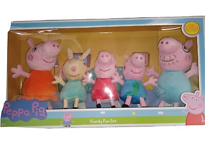 #ad Peppa Pig Family Fun Set Plush Stuffed 5 Dolls Mummy Daddy George Peppa Rebecca $36.99