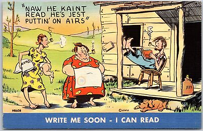 #ad Ladies Busy Day In The House Man Just Reading The Book Comic Postcard $8.09