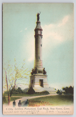 #ad Postcard New Haven CT Soldiers Monument East Rock Posted 1909 $7.50