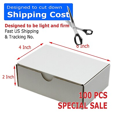 #ad 100 6x4x2 White Corrugated Shipping Mailer Packing Box Boxes 6 x 4 x 2 $35.95