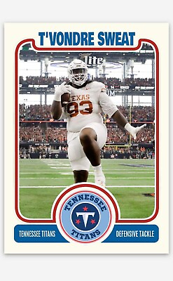 #ad T’Vondre Sweat Tennessee Titans ACEO Custom Football Card 2024 NFL Draft $9.49