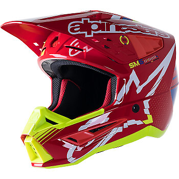 #ad *FREE SHIPPING* ALPINESTARS MX SM5 Helmet Action Red White Fluo Yellow $279.95