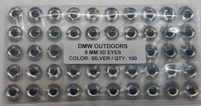 #ad 100pcs Soft Holographic Silver 3d adhesive fish eyes  8mm Fly Tying $5.45