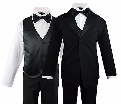 #ad Boys Formal Tuxedo Suit 5 Pieces Set Set Wedding Party Toddler Size 2T to 14 $38.67