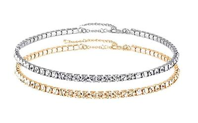 #ad EFTOM 2pcs Crystal Choker Necklace Girls Clear Crystal Women Rhinestone Chain $17.17