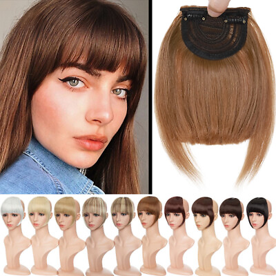 #ad Clip In On Neat Bang Hair Extensions Front Fringe Fake Hair For Women One Piece $9.30