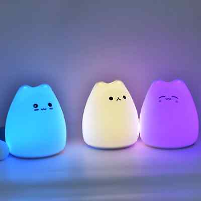 #ad LED Night Light For Children Baby Kids Soft Silicone Touch Sensor Sleeping Lamps $3.99